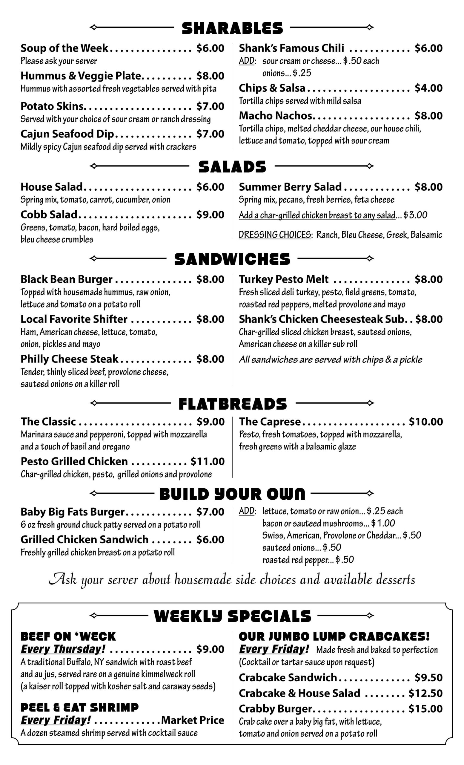 Shanks menu july 2021 long